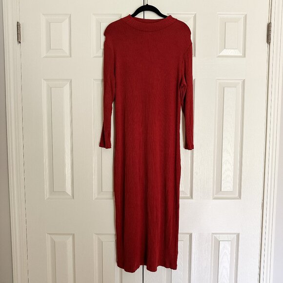 Women's A New Day Rib Knit Midi Dress - Rust Size L - Picture 1 of 4